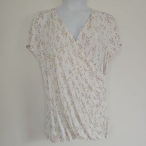 Lane Bryant Surplice Faux Wrap Floral Tunic Top Plus 18/20 Rayon Multicolor S/S